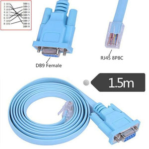 Console线 RJ45 TO RS232蓝色扁网线转串口线 DB9 8P8C 转接线