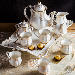 陶瓷咖啡具带托盘欧式茶具英式下午茶茶具茶壶茶杯咖啡杯套装送礼