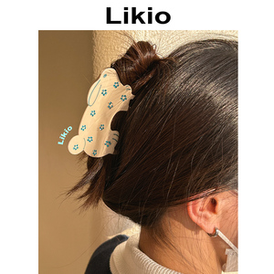Likio 原创设计奔跑兔子花朵钻石发抓2024礼物 可爱鲨鱼抓夹发饰