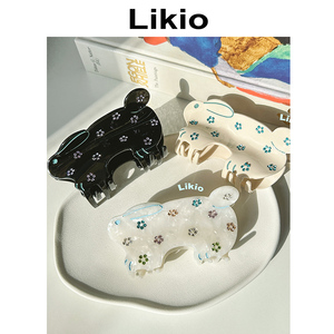 Likio 原创设计奔跑兔子花朵钻石发抓 可爱鲨鱼抓夹发饰