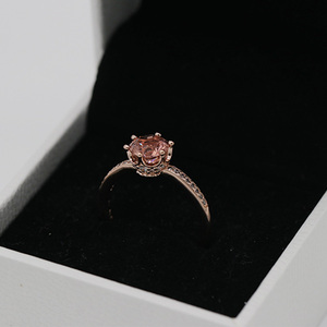 Pandora潘多拉玫瑰色粉色闪耀王冠单石戒指188289C01浪漫礼物