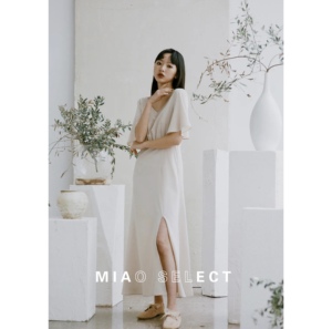 MiaoSelect ＜漫野·白橡＞设计师款法式优雅淡香槟色气质伴娘裙