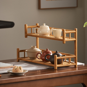 茶杯架子桌面茶具壶盖碗茶叶罐摆放置物小型博古架中式展示收纳柜