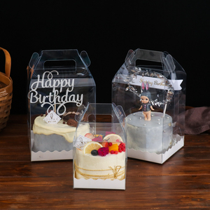 3寸4寸5寸手提蛋糕盒透明6四寸五寸爆浆方形生日蛋糕包装盒加高款