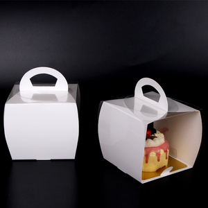 新品 小蛋糕盒 手提慕西点盒烘焙包装盒正方形半透明 可定制lLOGO