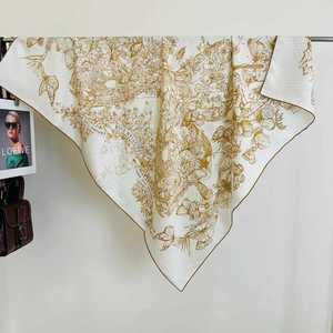 金蝴蝶-100%桑蚕丝105尺寸时尚高货提花斜纹大方巾