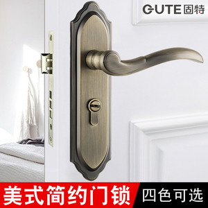 固特青古铜门锁 欧式美式室内木门执手锁具卧室房门锁三件套