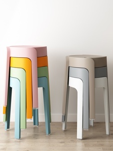 餐厅备用凳子家庭高级塑料叠放小加厚款圆筒端实现代简约结实椅子