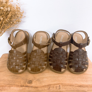 韩国童鞋2024女童夏季新款韩版森系复古编织罗马凉鞋儿童公主单鞋