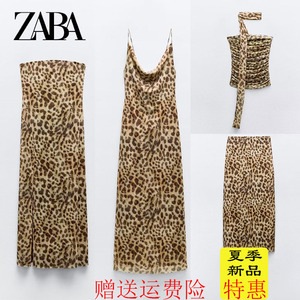 ZARA夏季新品豹纹系列印花绢网半身裙裙吊带连衣裙女5039474 120