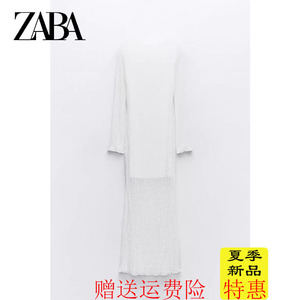 ZARA夏季新款女装白色性感露背蕾丝迷笛长袖连衣裙 3564073 712