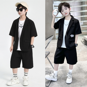 男童西装套装2024儿童春秋夏季短袖西服韩版夏装气质男孩洋气潮酷