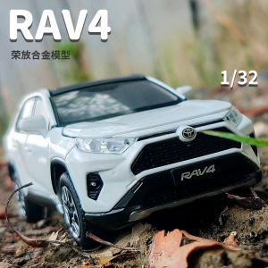 RAV4荣放合金车模1:32男孩玩具车转向避震仿真金属小汽车模型摆件