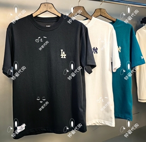 NEW ERA纽亦华夏季男女新款夏季刺绣NY/LA小标圆领MLB系列短袖T恤