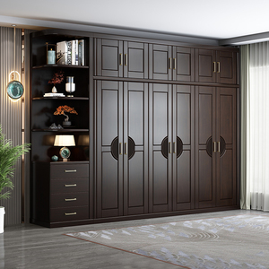 新中式实木衣柜简约现代大容量衣橱卧室三四五门木质柜子储物家具