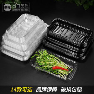 鲜元超市透明无盖水果蔬菜打包盒一次性加厚塑料包装盒生鲜托盘