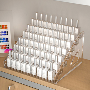 指甲油展示架柜子桌面化妆品光疗店面美甲胶多层透明亚克力阶梯架