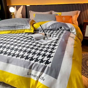 北欧风轻奢四件套全棉纯棉床单被套1.8m床笠高档奢华欧式床上床品