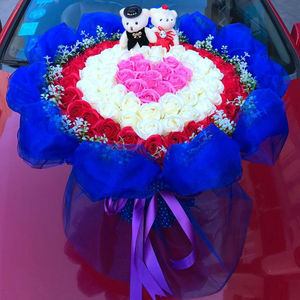 超大玫瑰花送女友520情人节礼品表白蓝色妖姬永生花束仿真花假花