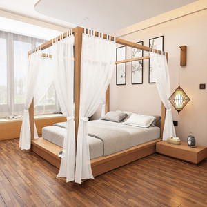 架子床实木床1.8米双人床新中式单人床1.5米四柱床民宿床中式木床