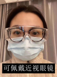 护目镜潮男女防风防沙防尘防唾沫飞溅可佩戴近视透明防护平光眼镜