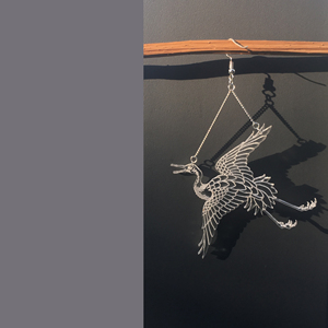 「酒斤手作」仙鹤系列 亚克力原创设计浮世绘和风耳环耳夹