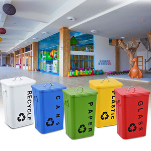 环保分类大号有盖可回收户外垃圾桶铁皮桶烤漆室外小区果皮箱包邮