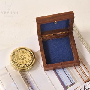 欧洲进口大航海时代纯铜罗盘万年历便携式计时器西洋古董摆件软装