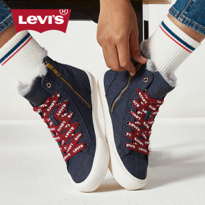 Levi's李维斯女鞋秋冬新款牛仔帆布鞋子韩版高帮布鞋潮流休