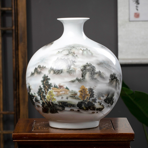 景德镇陶瓷花瓶插花摆件新中式家居客厅酒柜博古架装饰品瓷器摆件