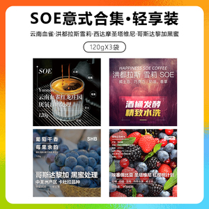 意式咖啡豆 SOE｜特惠合集 多产地轻享装120gX3 新鲜烘焙手冲拿铁