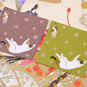 日本原产和服双面图案纯棉布手工杯垫京都舞伎蛇目伞樱花猫款新品