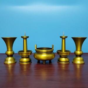 纯铜五供摆件香炉烛台蜡台花瓶家居办公室装饰佛前供器摆设工艺品