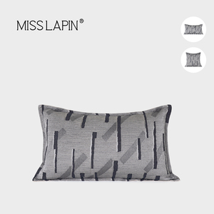澜品现代简约灰色条状提花抱枕轻奢客厅沙发样板间卧室靠枕靠垫套