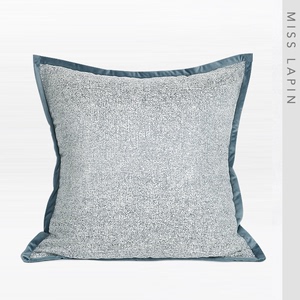 澜品家居原创样板房沙发抱枕靠枕现代简约蓝灰色肌理包边大方枕