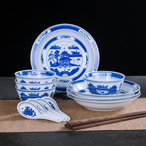 家用16件景德镇青花瓷餐具套装青花瓷碗盘筷勺中式复古创意餐具