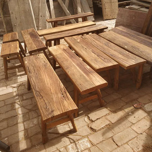 老榆木长条凳老式风化木长板凳复古怀旧实木凳子家用换鞋凳清仓