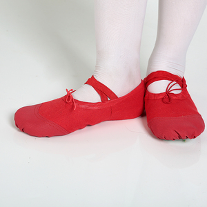 舞蹈鞋儿童女软底女童专业练功鞋女童红色练舞鞋中国梦娃舞跳舞鞋