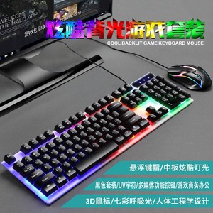 博士顿8310彩虹发光键盘鼠标套装 usb有线笔记本台式电脑光电键鼠