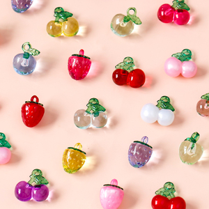 韩国进口可爱果果草莓樱桃吊坠 DIY手作配件耳环饰品材料晚晚同款