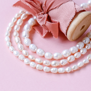 水滴米形长条巴洛克天然淡水珍珠DIY串珠手链项链材料饰品配件