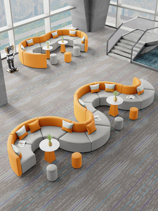 简约休闲异形S型会客大厅接待办公室休息区弧形圆形创意沙发组合