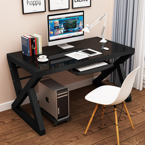 电脑台式桌家用经济型钢化玻璃电脑桌简约现代办公桌学习桌写字台
