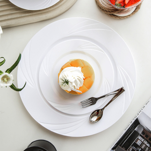 圆形塑料盘食品级材质水果拼盘蛋糕甜点盘瓷白西式餐具活动派对