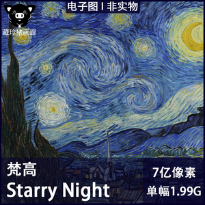 Starry Night 梵高星月夜星空油画超高清tif格式1.9G电子图片素材