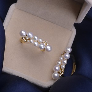 平衡木珍珠戒指925纯银天然淡水法式配饰小众设计渐变个性时尚款