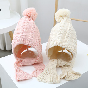 儿童帽子围巾一体针织毛线帽秋冬季男女童小孩宝宝保暖护耳包头帽