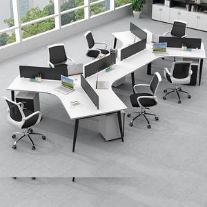 办公桌3/6/8人位 简约现代职员多人电脑屏风员工转角桌椅组合
