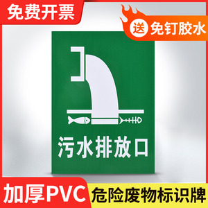 废气排放口标识牌全套 PVC危险废物标志标牌污水雨水噪声一般固体排放口环保污染物种类提示牌标志警示告知牌