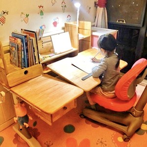 创想儿童实木学习桌小学生书桌写字桌家用宝宝桌子椅子套装多功能